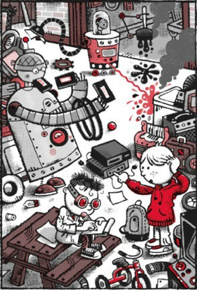 © Brian Briggs, aus Jon Scieszkas Frank Einstein – Die Entführung der Roboter, Heyne fliegt
