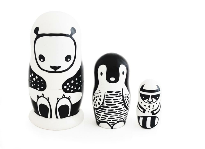 Wee Gallery - Wee Gallery Nesting Dolls - Black and White Animals-web