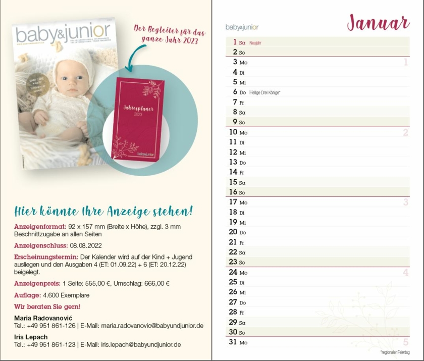 baby&junior Jahreskalender Copyright Meisenbach